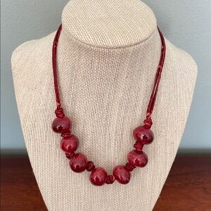 Chic Burgundy Beaded Necklace